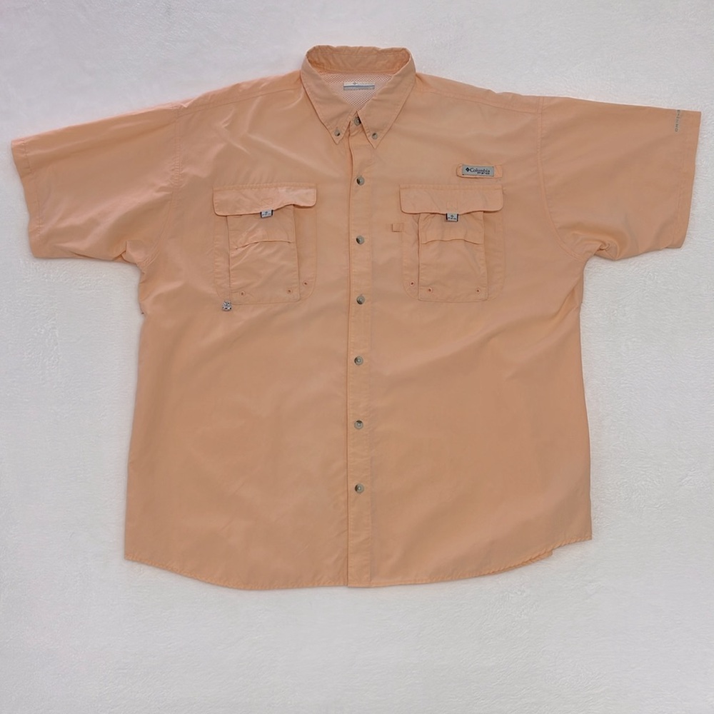 Columbia PFG Omni-Shield Short Sleeve Button Shirt Salmon color sz Large